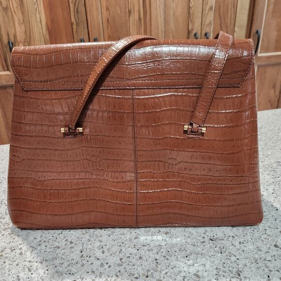 Vintage Etienne Aigner Croc Embossed Satchel Purse Bag - Picture 2 of 16